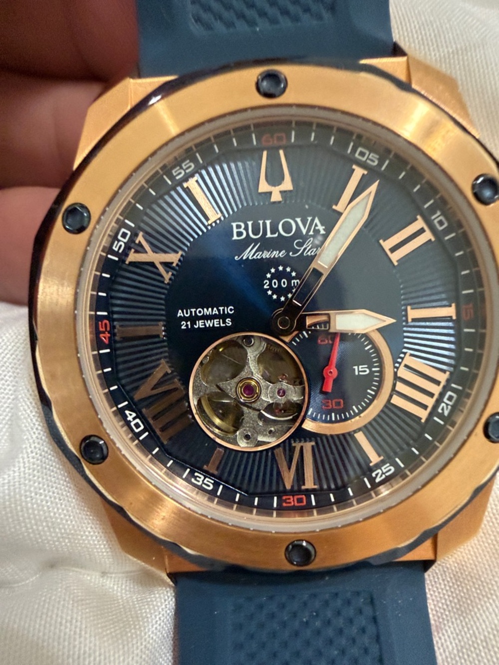 Bulova Blue Dial with Gold-Tone Case Men's Watch - Picture 3 of 3